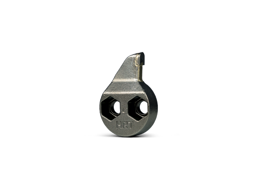 Outil HRT® compatible avec les dessoucheuses Rayco, FSI, Carlton et Vermeer. Outil neutre (à gauche) avec trous filetés UNF 5/8"